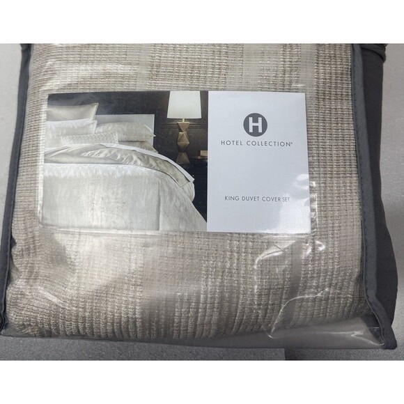 Hotel Collection 3PC King Gilded Stripe Gold KING Duvet Cover Set - Picture 7 of 8